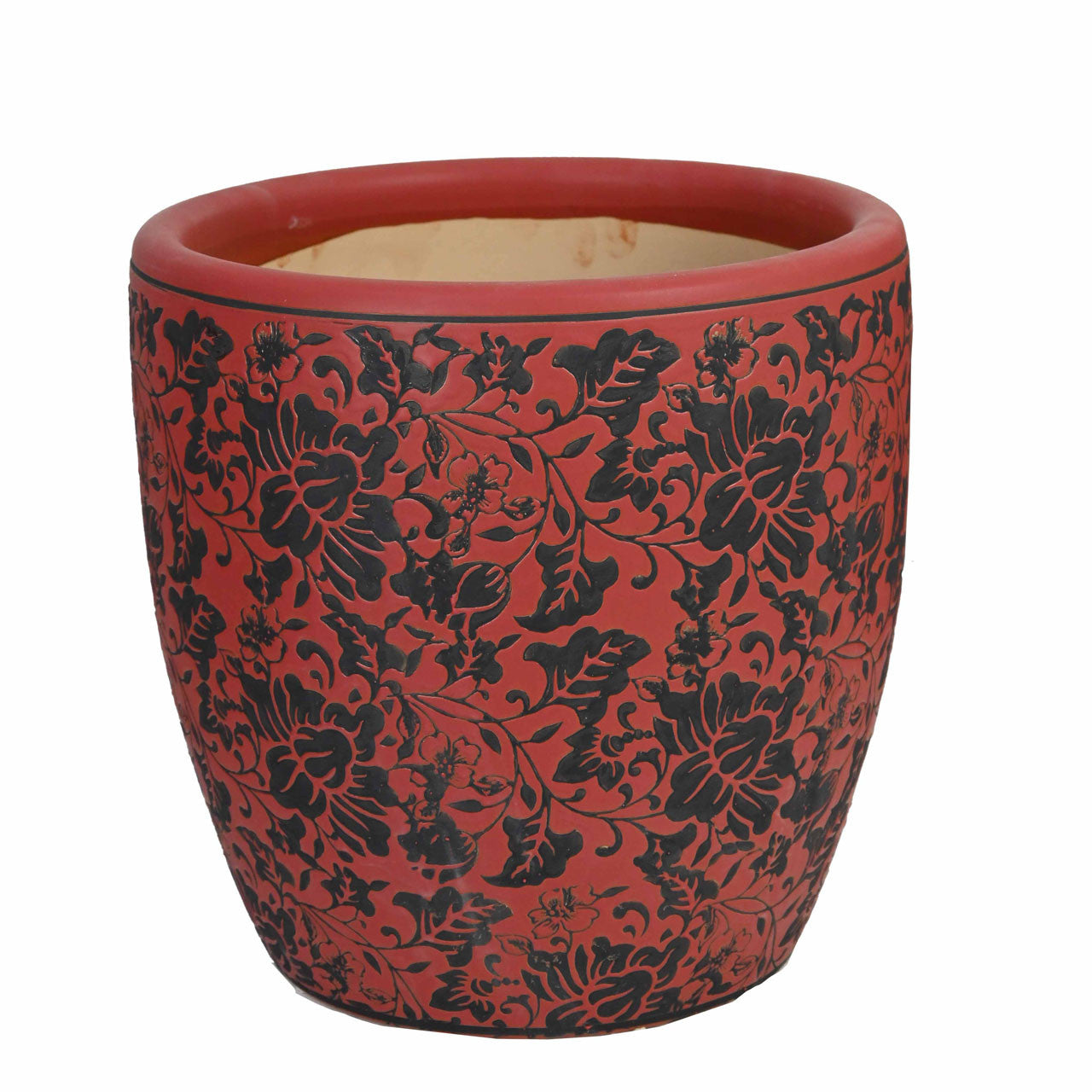 Tang Egg Pot - Lotus Black & Red