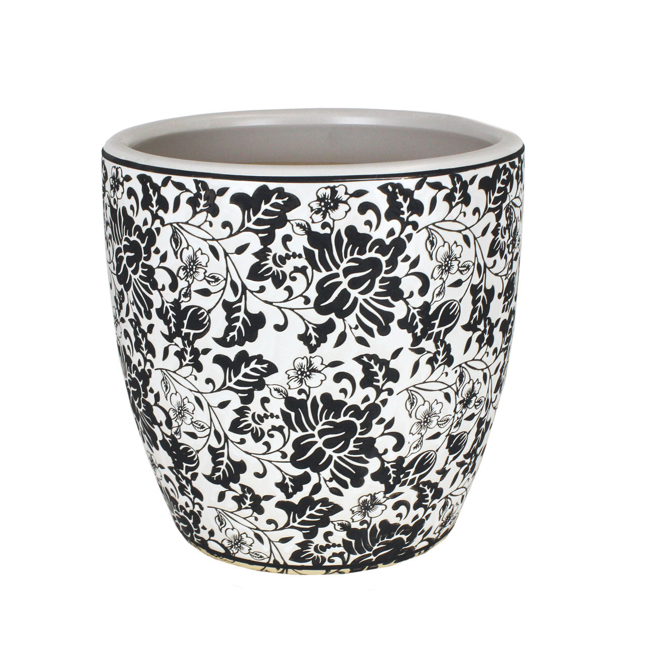 Tang Egg Pot - Floral Black