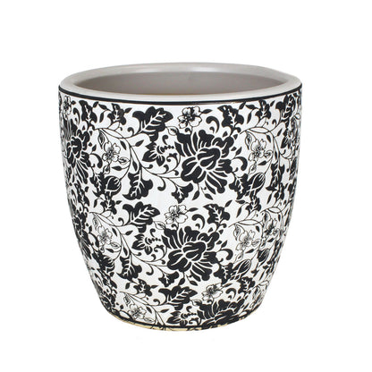 Tang Egg Pot - Floral Black