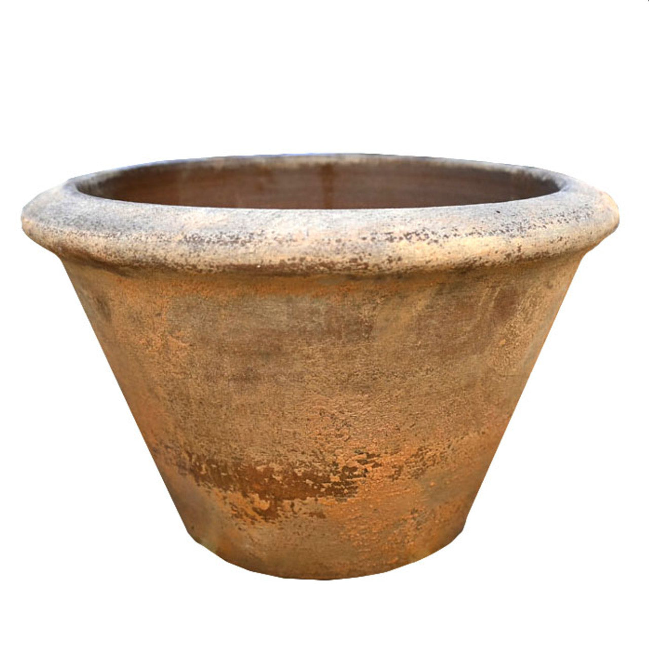 Antique Terracotta Squat Cono Planter - Basalt