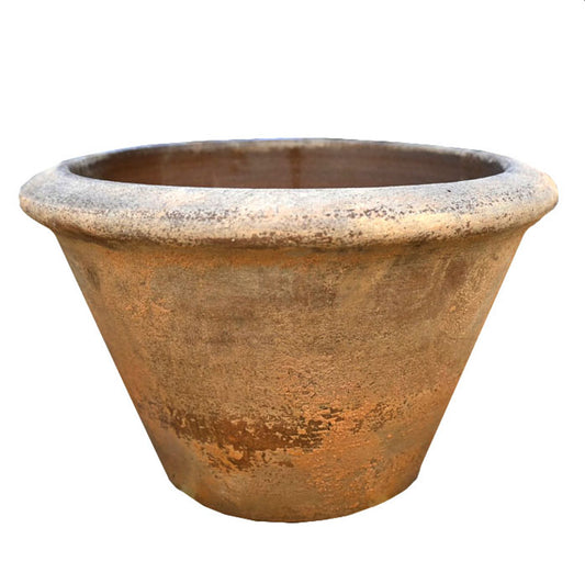 Antique Terracotta Squat Cono Planter - Basalt