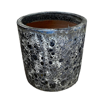 Seafoam Cylinder Planter - Dark Grey