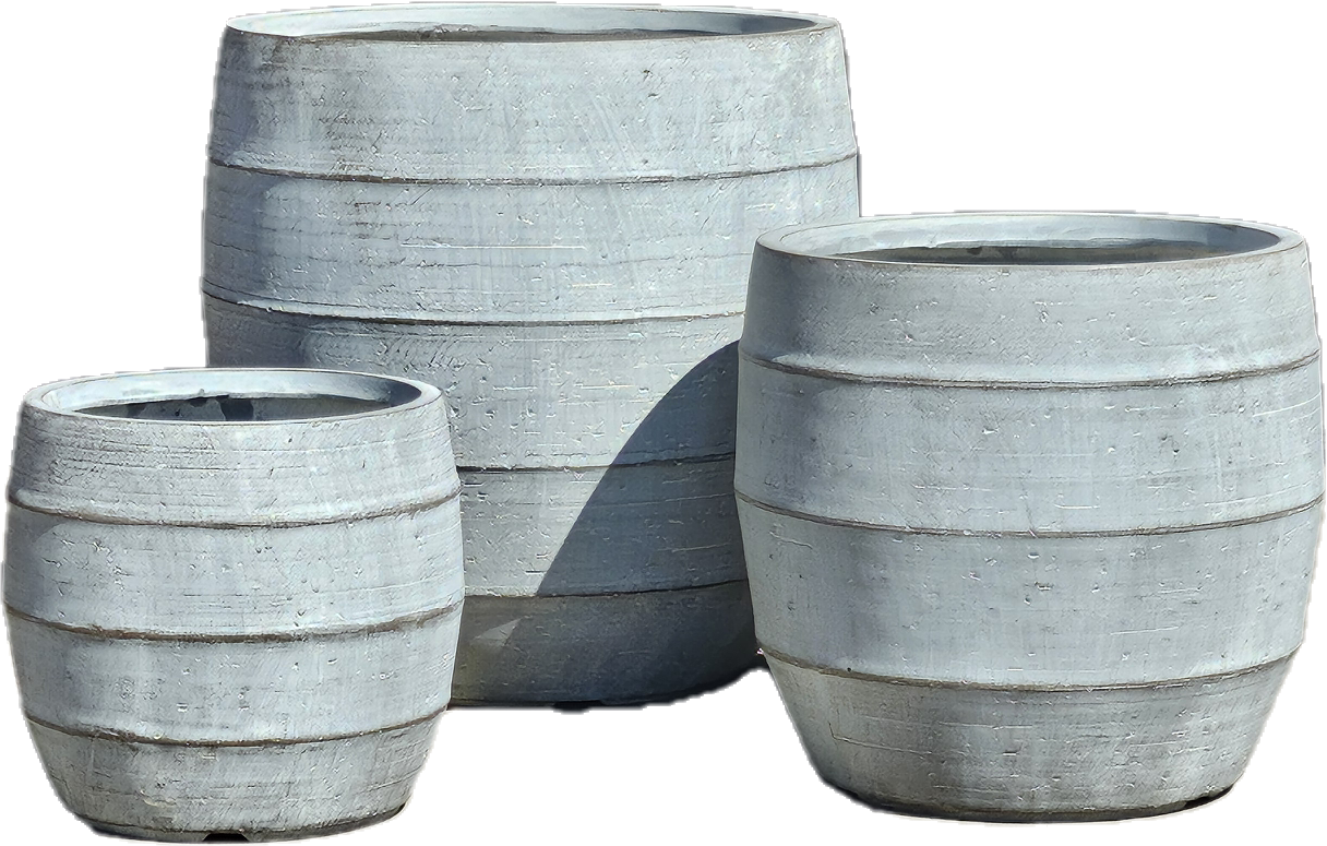 GeoLite Lined Barrel Planter - Grey Wash