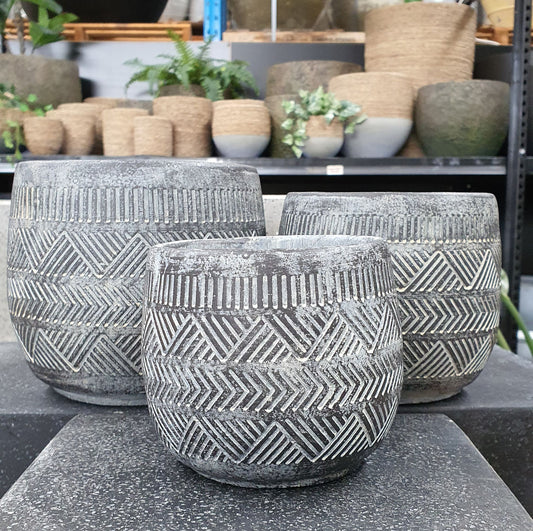 GeoLite Barrel Pot - Slate
